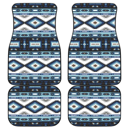 Navajo Dark Blue Print Pattern Car Floor Mats Front Back
