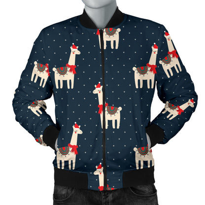 Llama with Polka Dot Themed Print Men Bomber Jacket