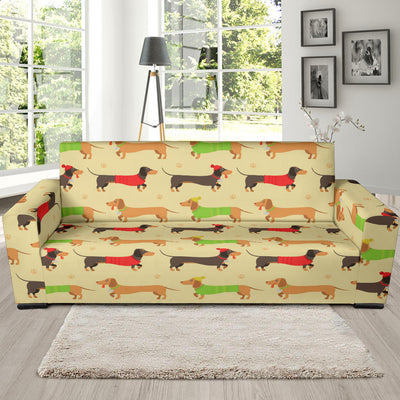 Dachshund Pattern Print Design 06 Sofa Slipcover