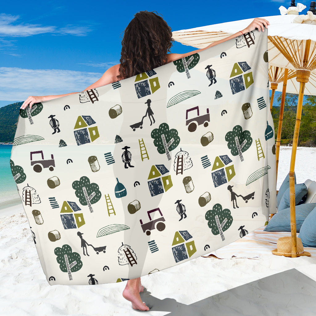 Agricultural Farm Print Design 01 Sarong Pareo Wrap