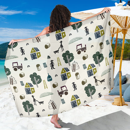 Agricultural Farm Print Design 01 Sarong Pareo Wrap