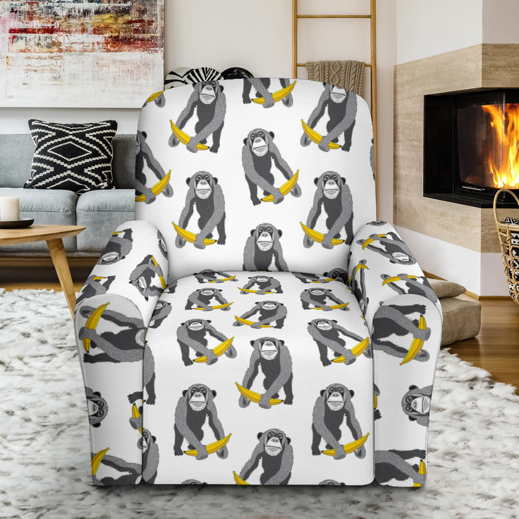 Chimpanzee Pattern Print Design 05 Recliner Slipcover with Pocket