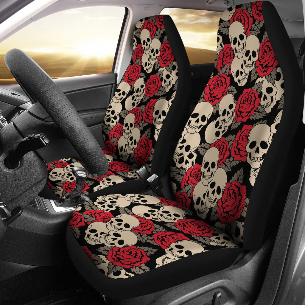 Skull And Roses Print Design LKS301 Car Seat Covers