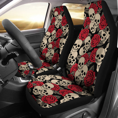 Skull And Roses Print Design LKS301 Car Seat Covers