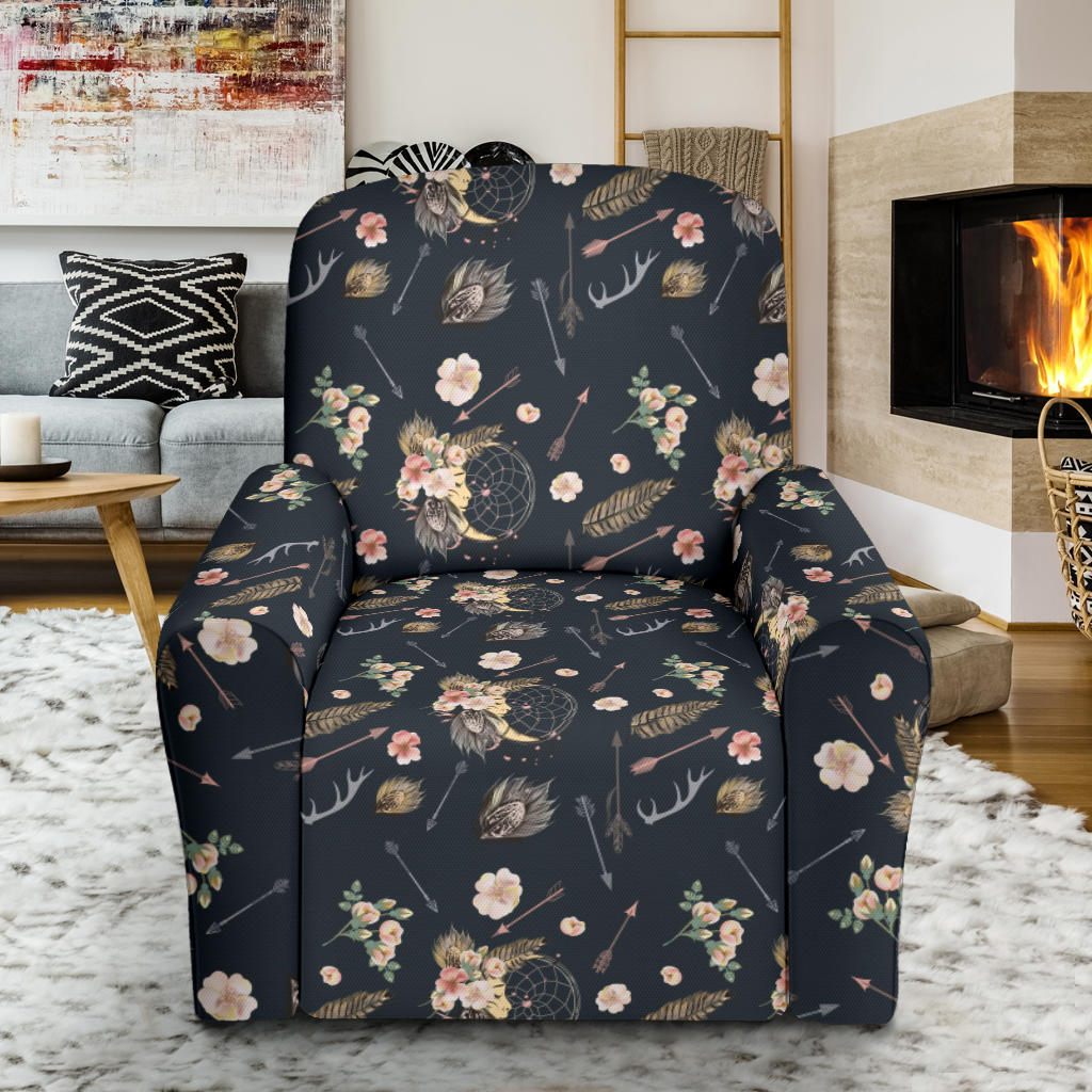 Bohemian Pattern Print Design 09 Recliner Slipcover with Pocket