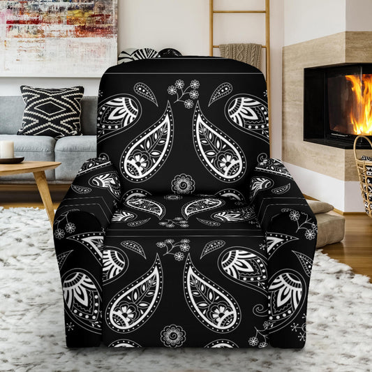 Bandana Paisley Black Print Design LKS308 Single Sofa Slipcover