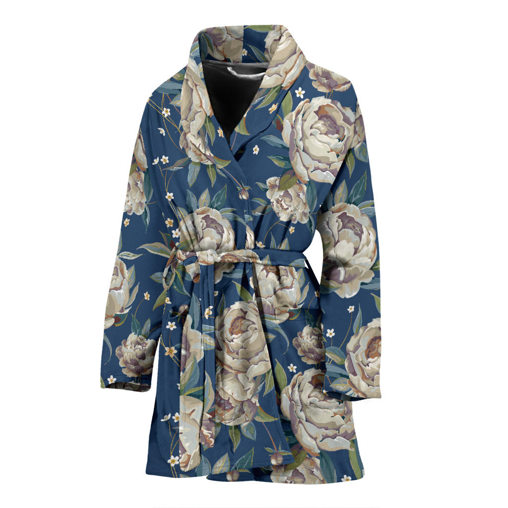 Peony Pattern Print Design A03 Women Bathrobe