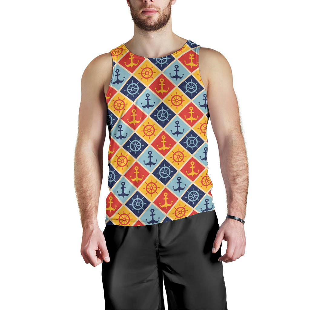 Nautical Pattern Design Themed Print Men Tank Top