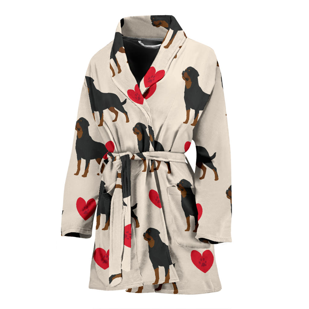 Rottweiler Pattern Print Design A02 Women Bathrobe