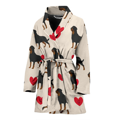 Rottweiler Pattern Print Design A02 Women Bathrobe