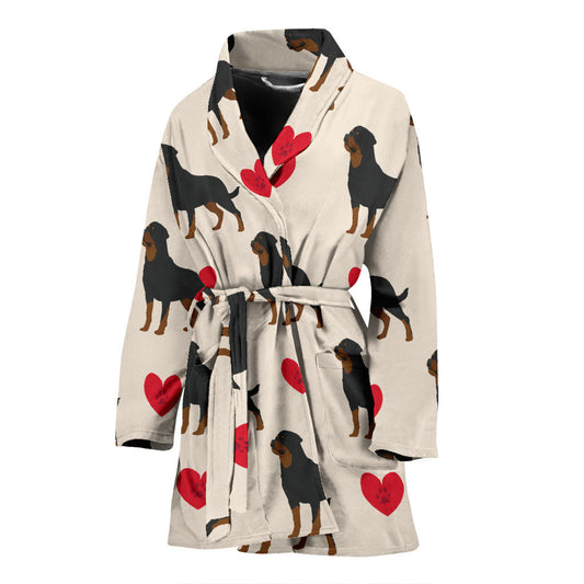 Rottweiler Pattern Print Design A02 Women Bathrobe