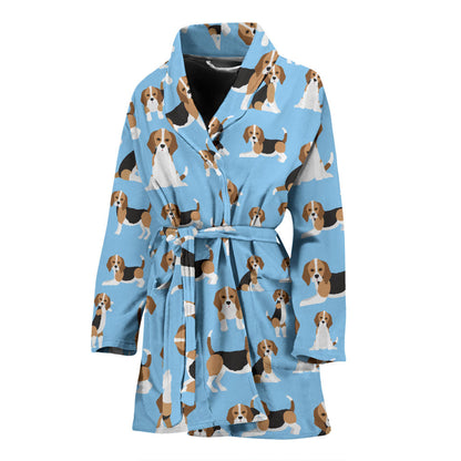 Beagle Pattern Print Design 03 Women Bathrobe