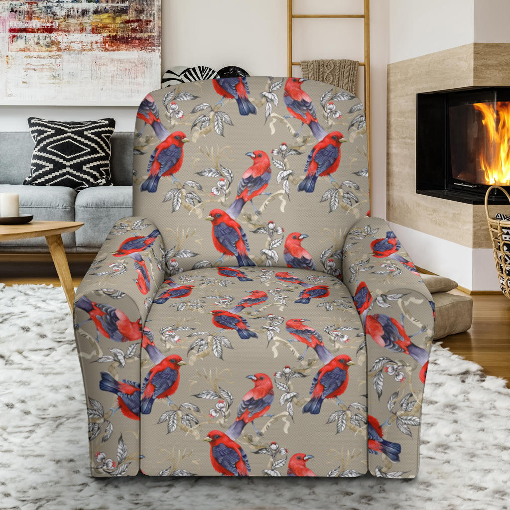 Birds Pattern Print Design 05 Recliner Slipcover with Pocket