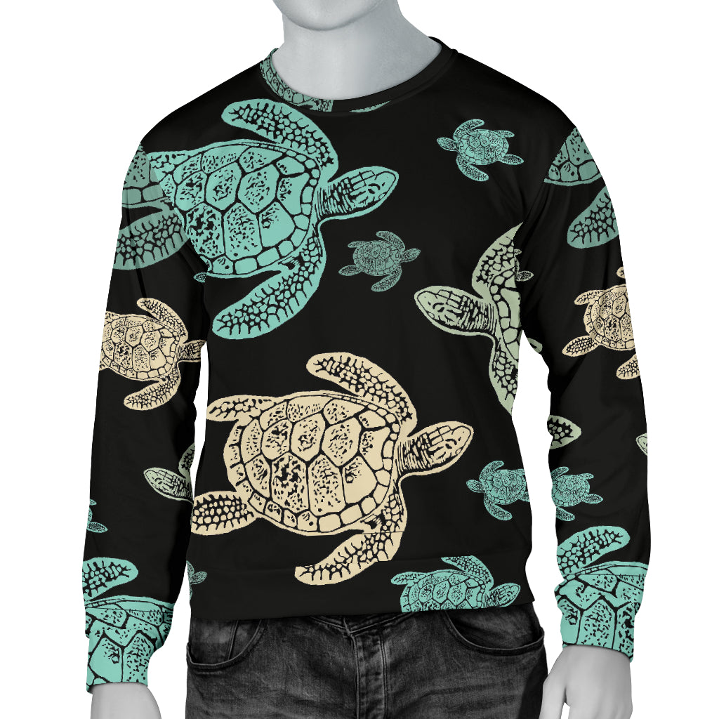 Sea Turtle Stamp Pattern Men Long Sleeve Sweatshirt
