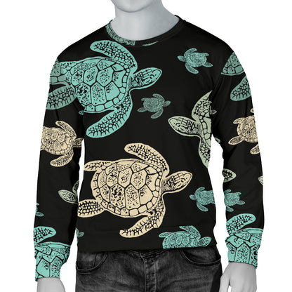 Sea Turtle Stamp Pattern Men Long Sleeve Sweatshirt