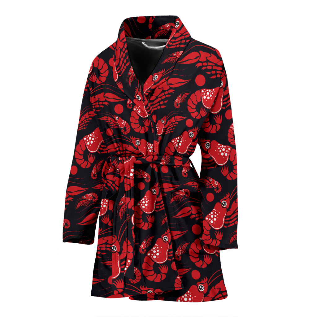 Shrimp Print Design LKS303 Women Bathrobe