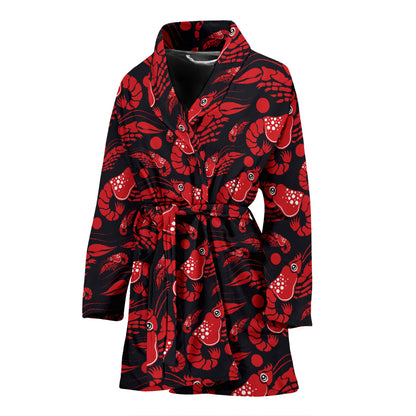 Shrimp Print Design LKS303 Women Bathrobe
