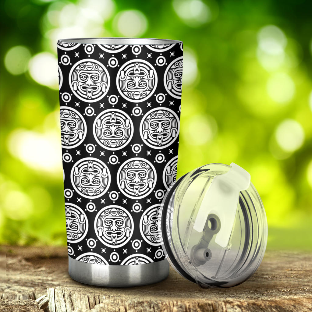 Calendar Aztec White Black Print Pattern Tumbler