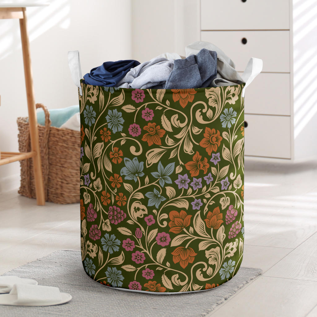 Floral Vintage Print Pattern Laundry Basket