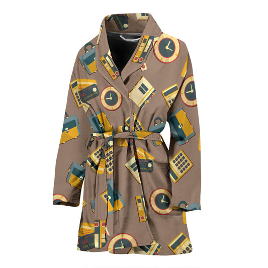 Accounting Financial Pattern Print Design 03 Women Bathrobe