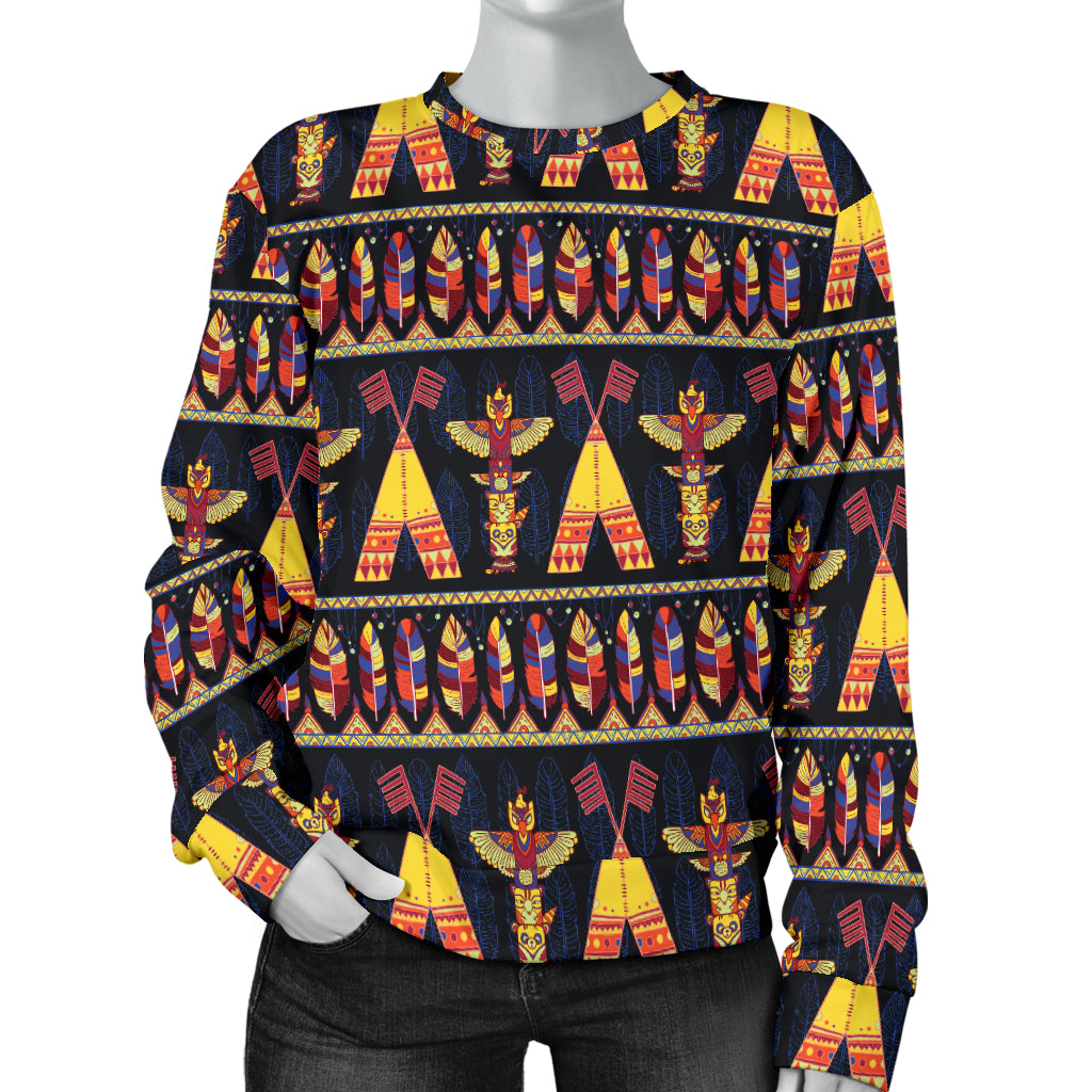 Totem Pole Design Women Long Sleeve Sweatshirt