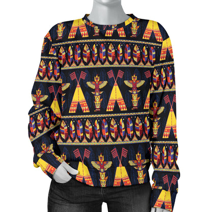 Totem Pole Design Women Long Sleeve Sweatshirt