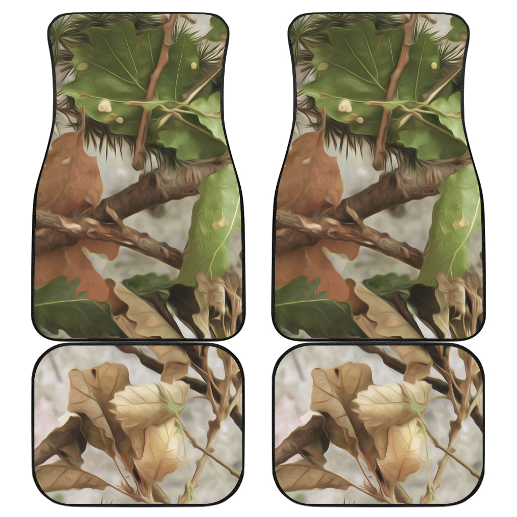 Camo Realistic Tree Forest Print Car Floor Mats Front Back