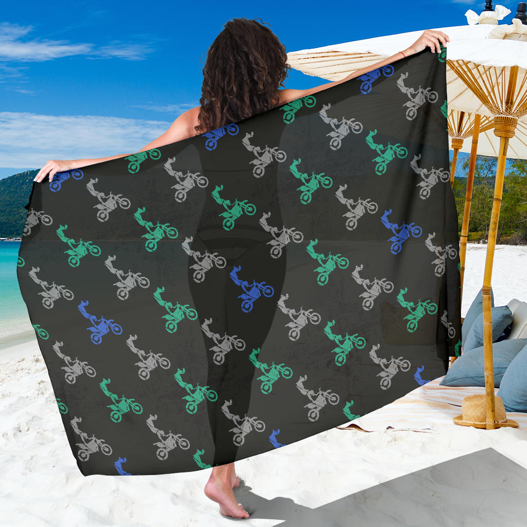 Motocross Pattern Print Design 02 Sarong Pareo Wrap