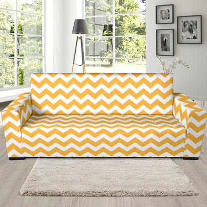 Chevron Orange Pattern Print Design 01 Sofa Slipcover