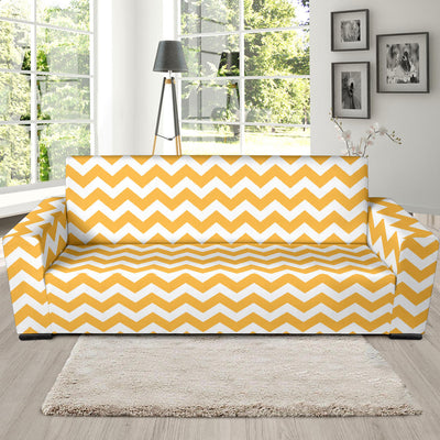 Chevron Orange Pattern Print Design 01 Sofa Slipcover