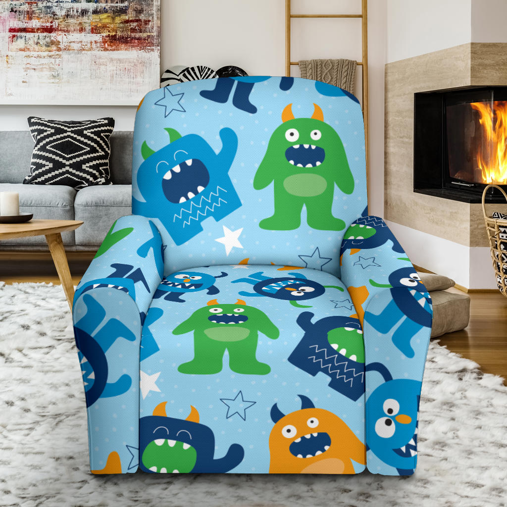 Monster Cartoon Pattern Print Design 04 Recliner Slipcover with Pocket
