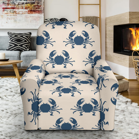 Crab Pattern Print Design 02 Recliner Slipcover with Pocket