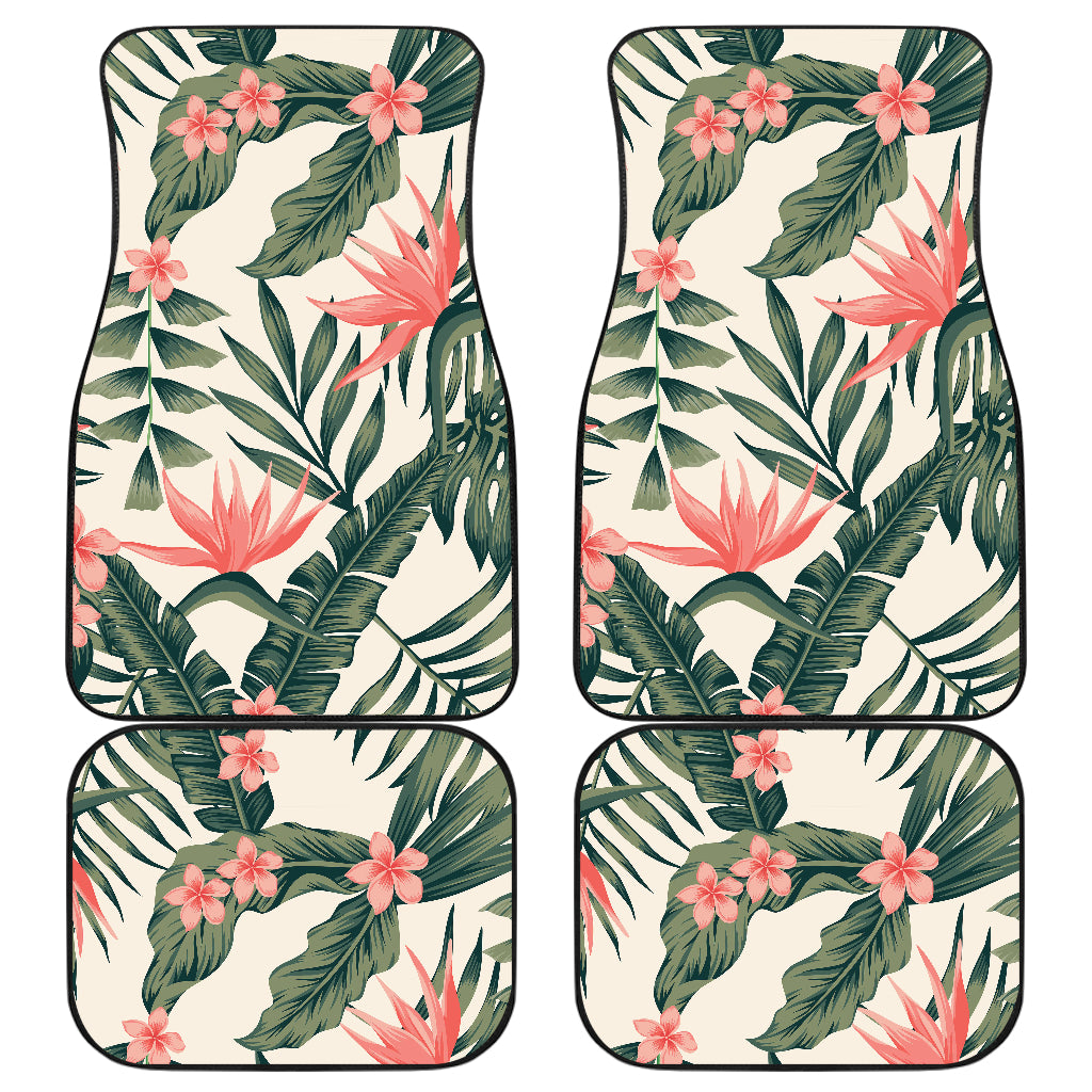 Tropical Flower Palm Leaves Car Floor Mats Front Back