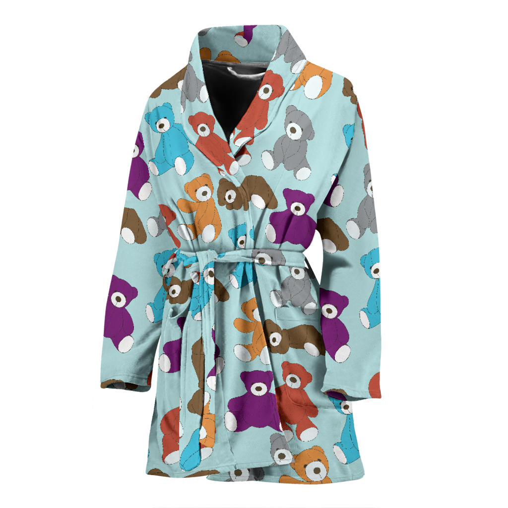 Bear Cute Pattern Print Design 03 Women Bathrobe
