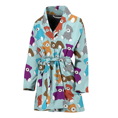 Bear Cute Pattern Print Design 03 Women Bathrobe