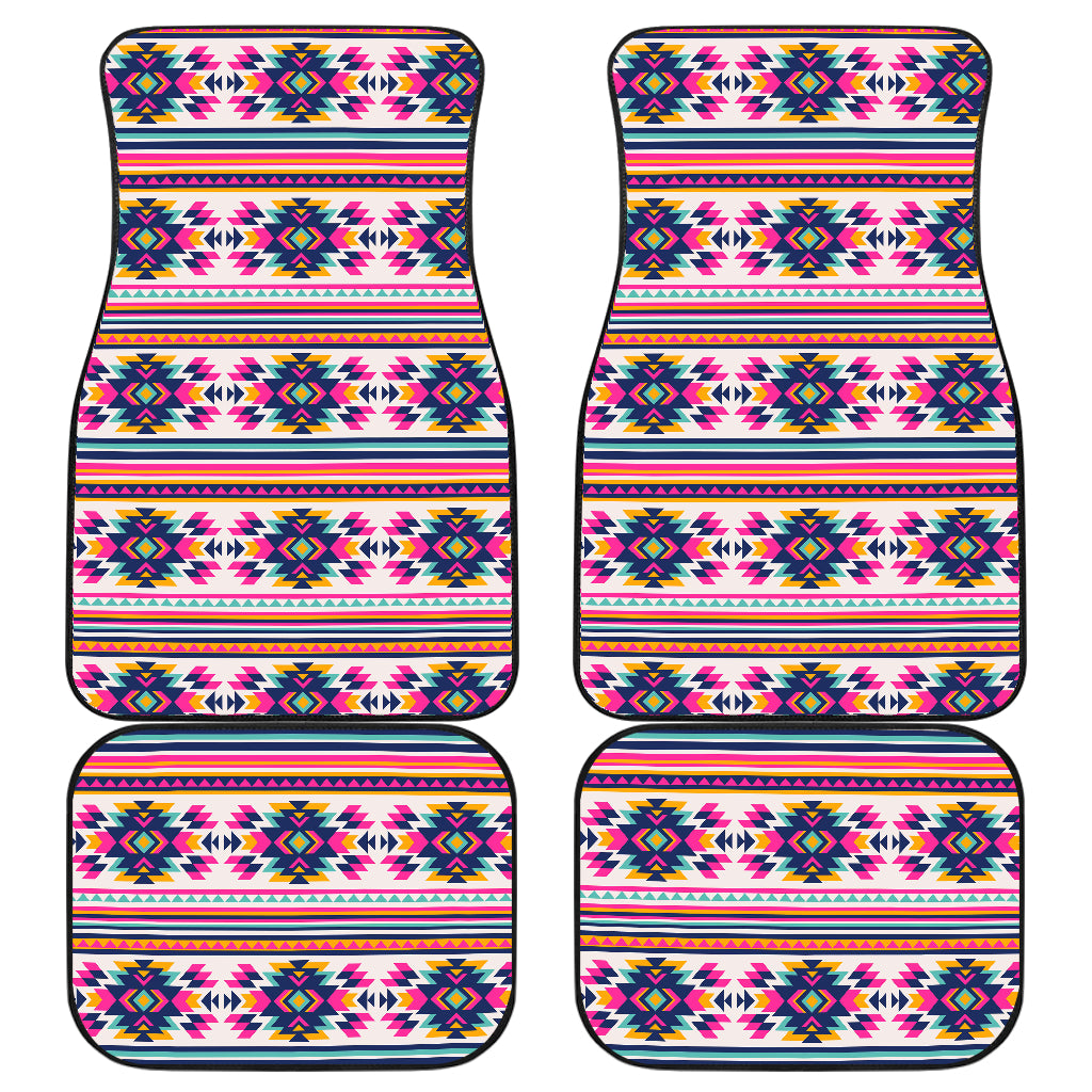 Indian Navajo Neon Themed Design Print Car Floor Mats Front Back