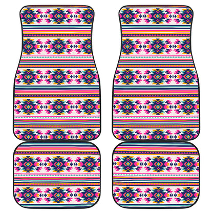 Indian Navajo Neon Themed Design Print Car Floor Mats Front Back