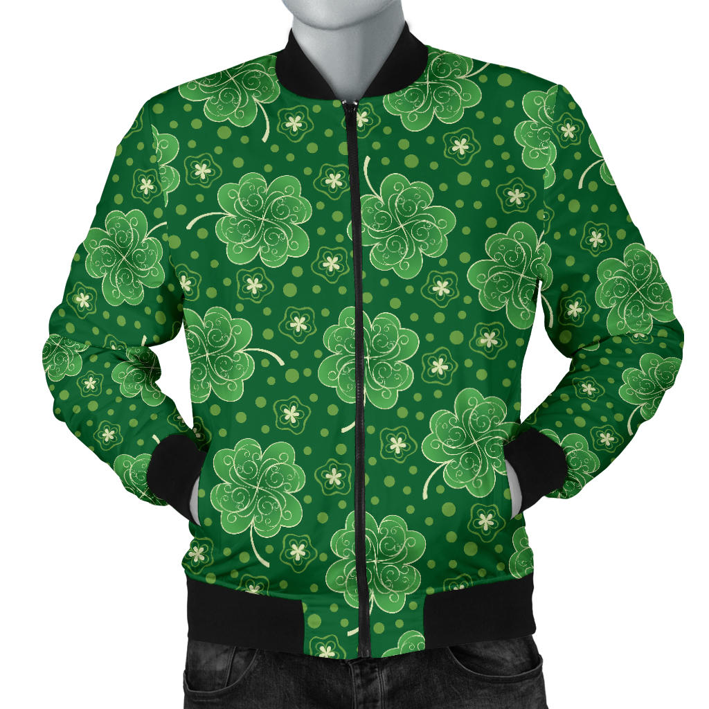 Shamrock Design Print Men Bomber Jacket