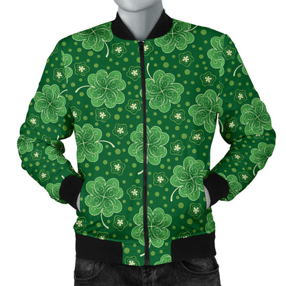 Shamrock Design Print Men Bomber Jacket