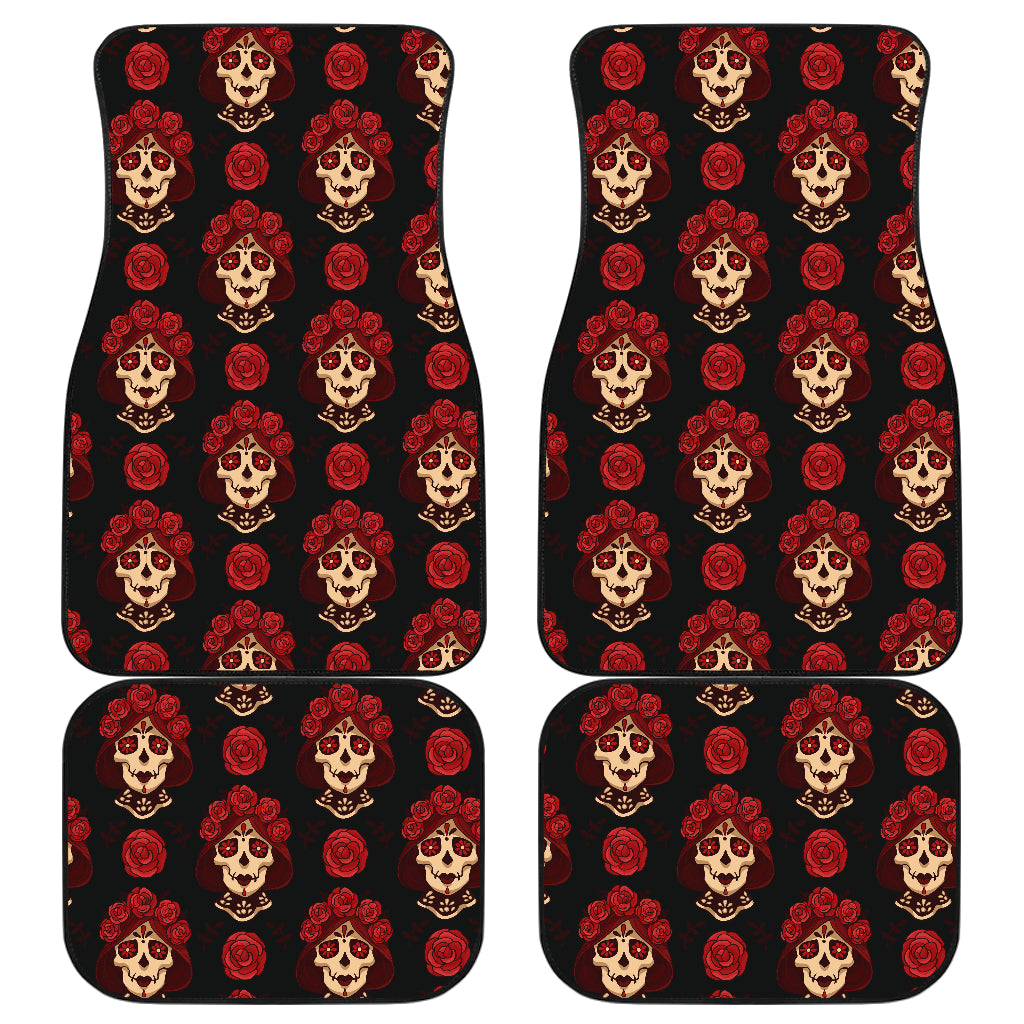 Day of the Dead Skull Girl Pattern Car Floor Mats Front Back