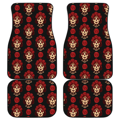Day of the Dead Skull Girl Pattern Car Floor Mats Front Back