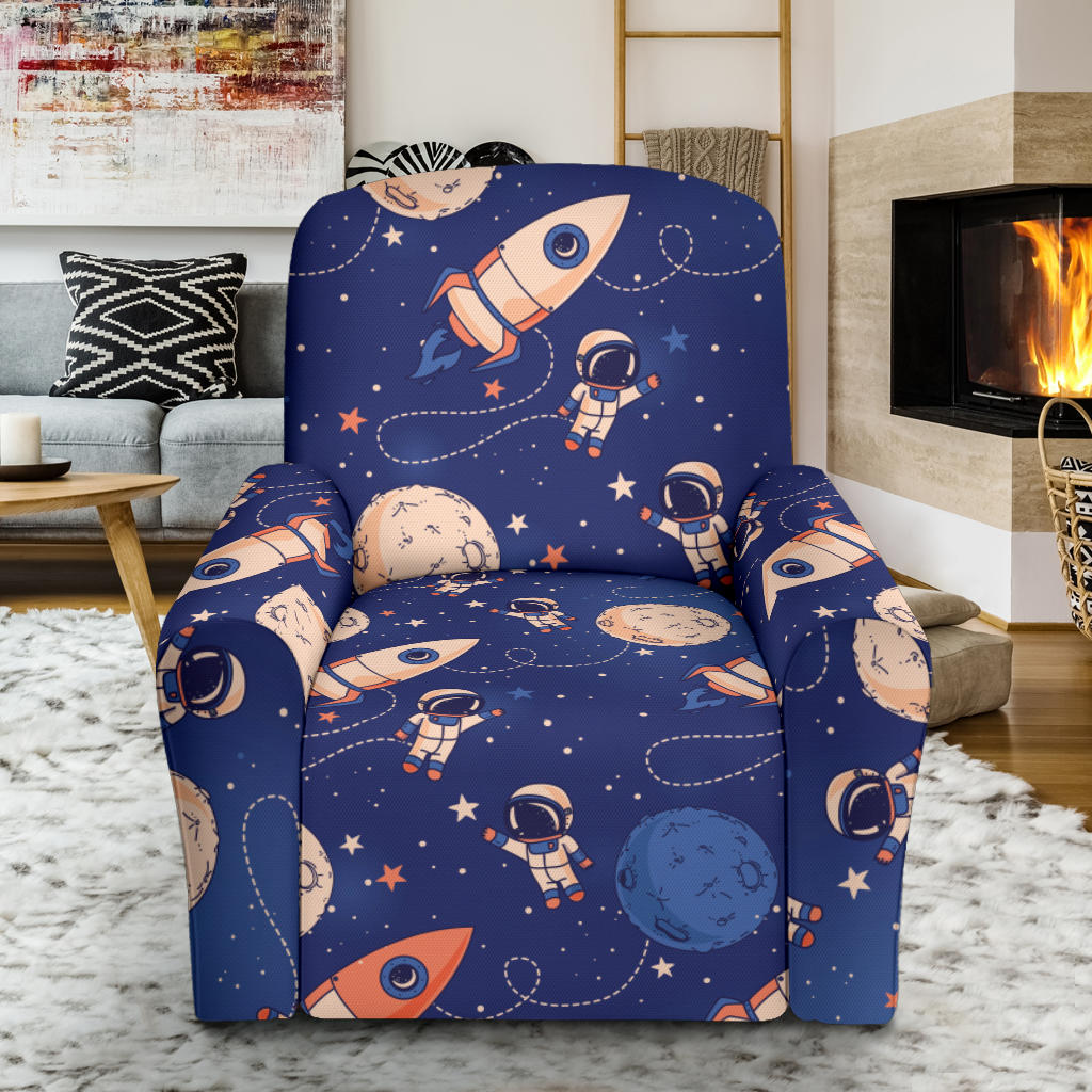 Space Astronaut Rocket Print Design LKS304 Recliner Slipcover with Pocket