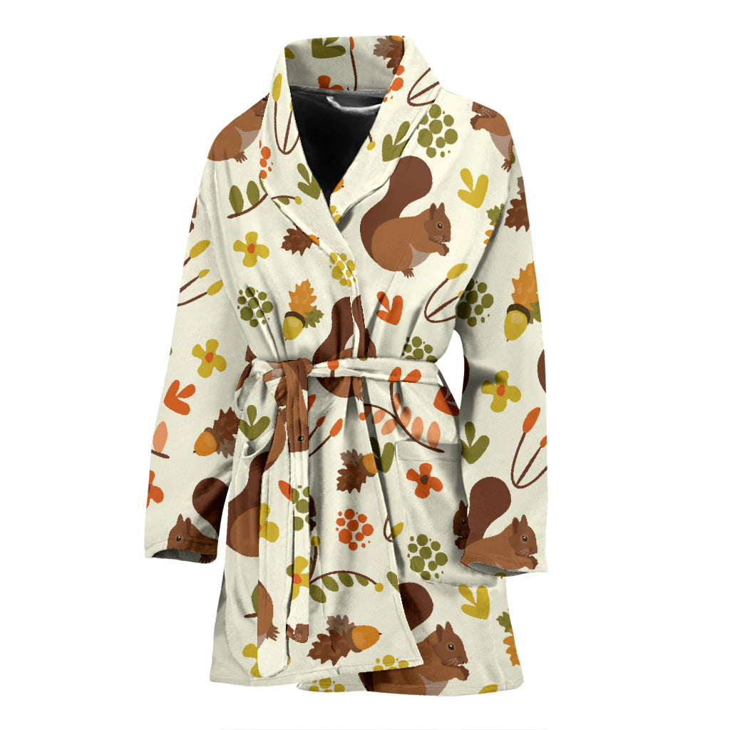 Squirrel Print Design LKS3010 Women Bathrobe