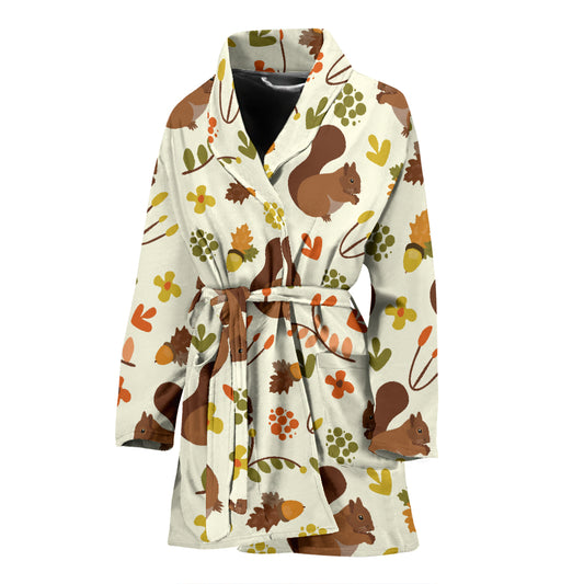 Squirrel Print Design LKS3010 Women Bathrobe
