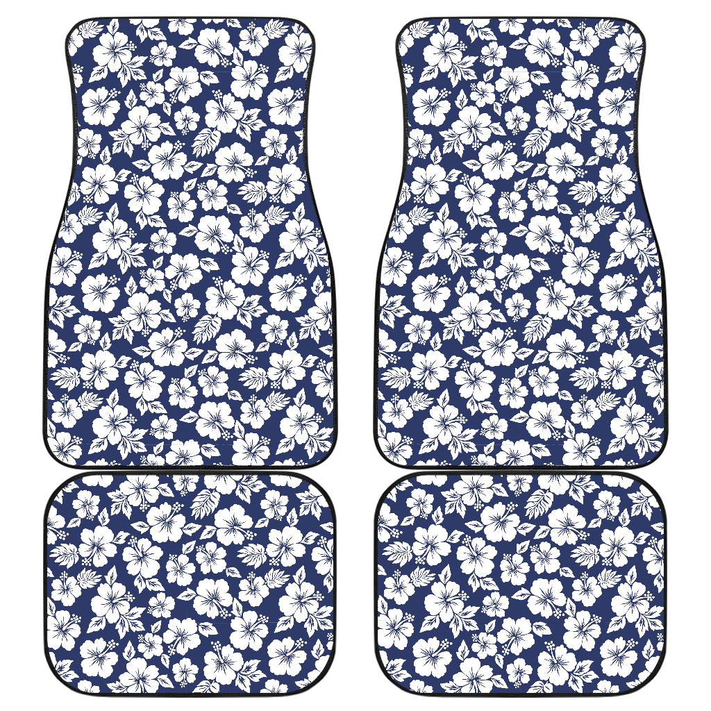 Hibiscus Blue Hawaiian Flower Style Car Floor Mats Front Back