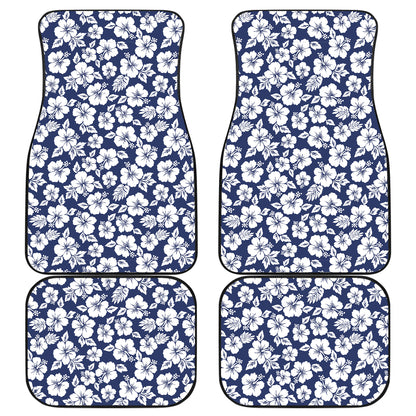 Hibiscus Blue Hawaiian Flower Style Car Floor Mats Front Back