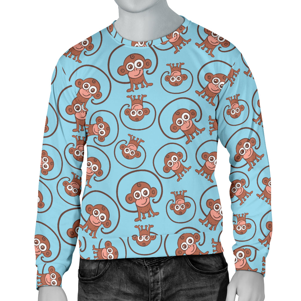 Monkey Cute Design Themed Print Men Long Sleeve Sweatshirt