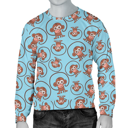 Monkey Cute Design Themed Print Men Long Sleeve Sweatshirt
