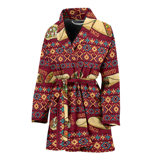 Burrito Taco Print Design LKS302 Women Bathrobe