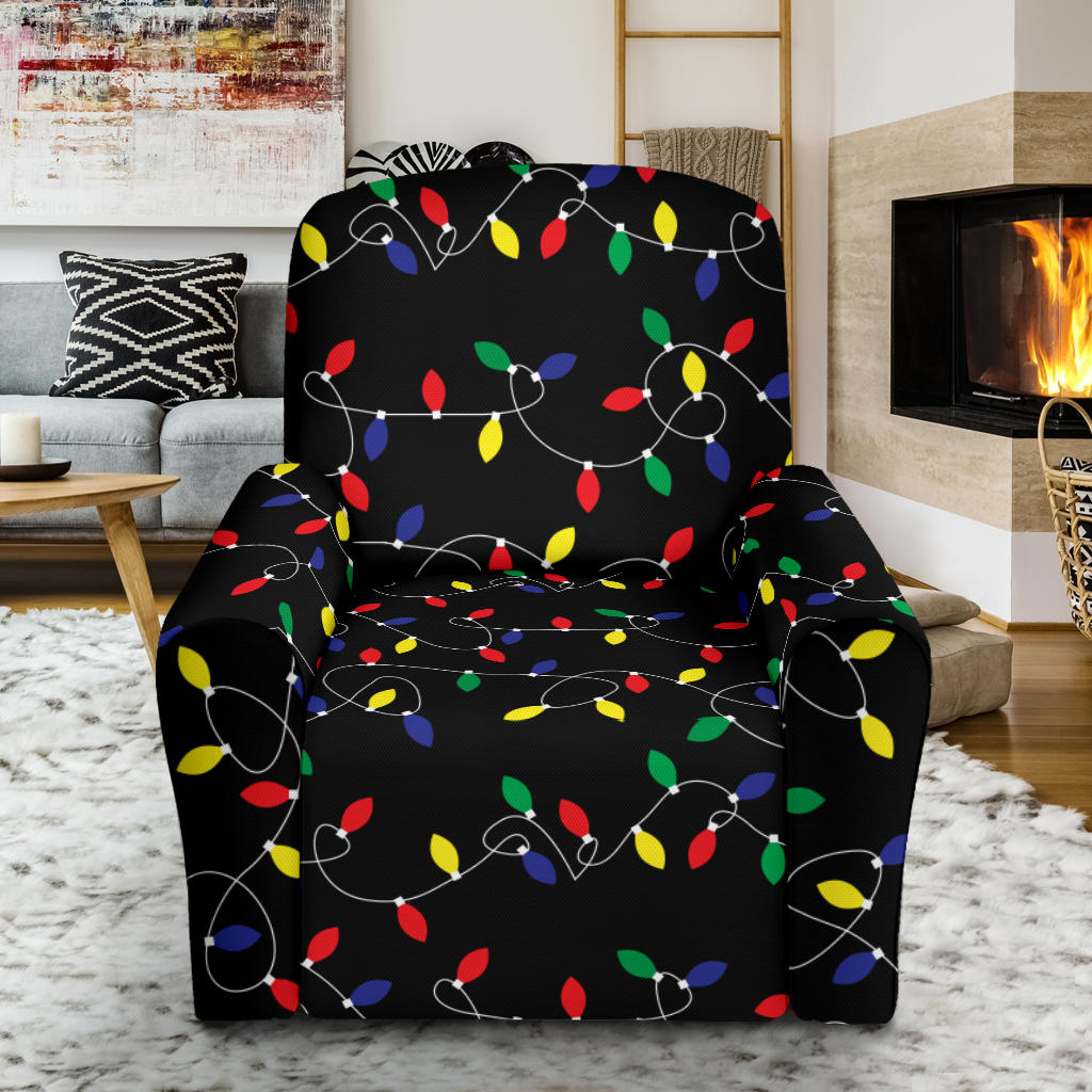Christmas Light Pattern Print Design 04 Recliner Slipcover with Pocket